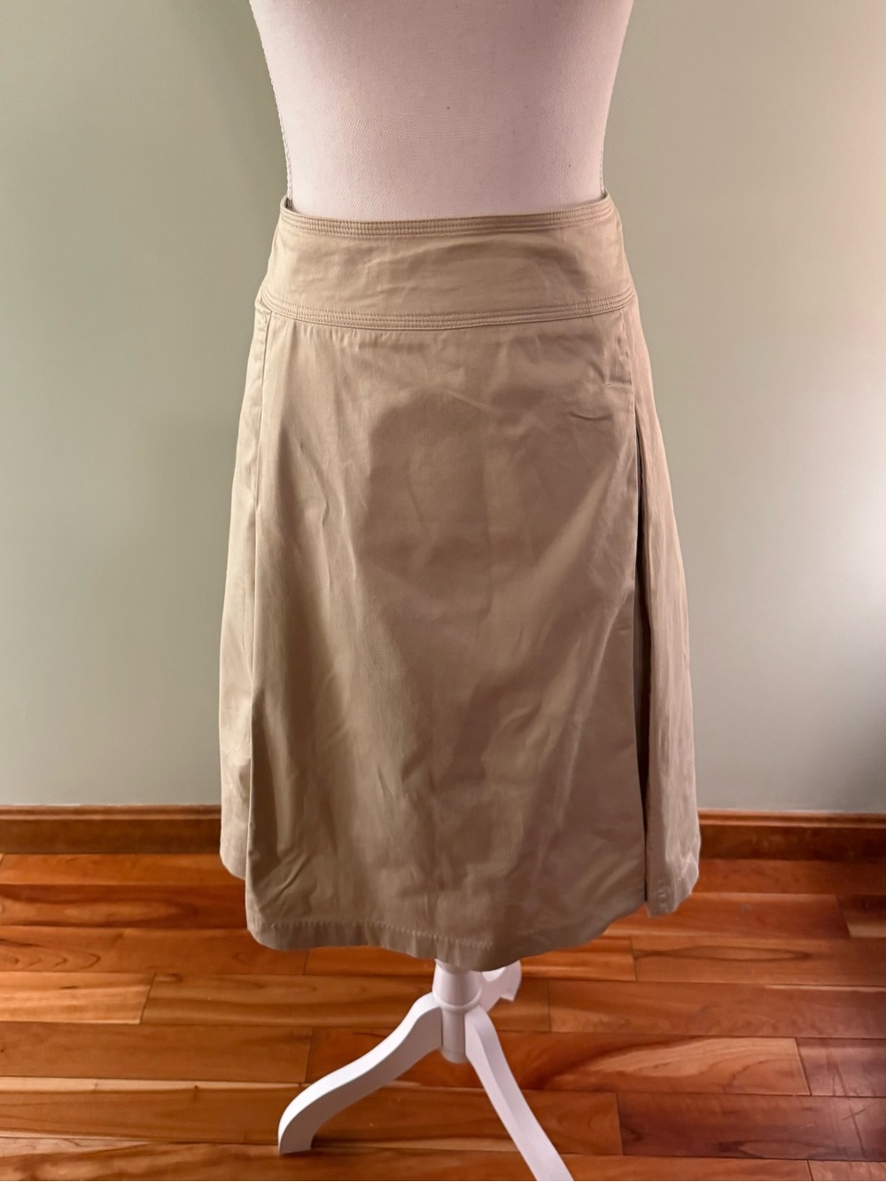 George Neutral Tan A-line Pleated Midi Skirt